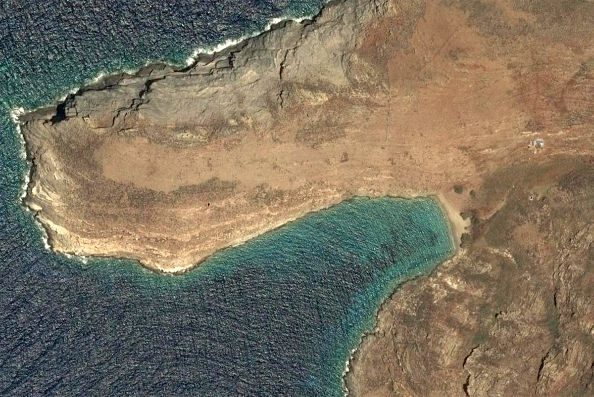 Image satellite de la plage de Skala à Serifos